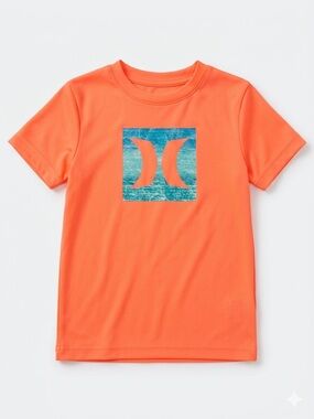 Hurley Kids Neon Orange Graphic Rash Guard Swim Shirt Top Size 4T